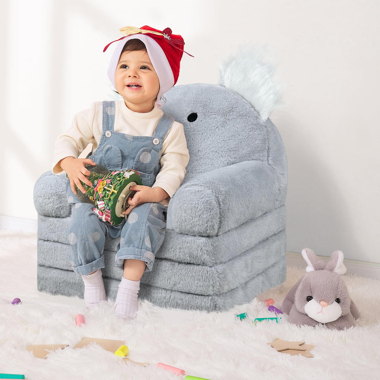 Toddler Chair Plush with Removable Cover, Sofa Bed to Lounger