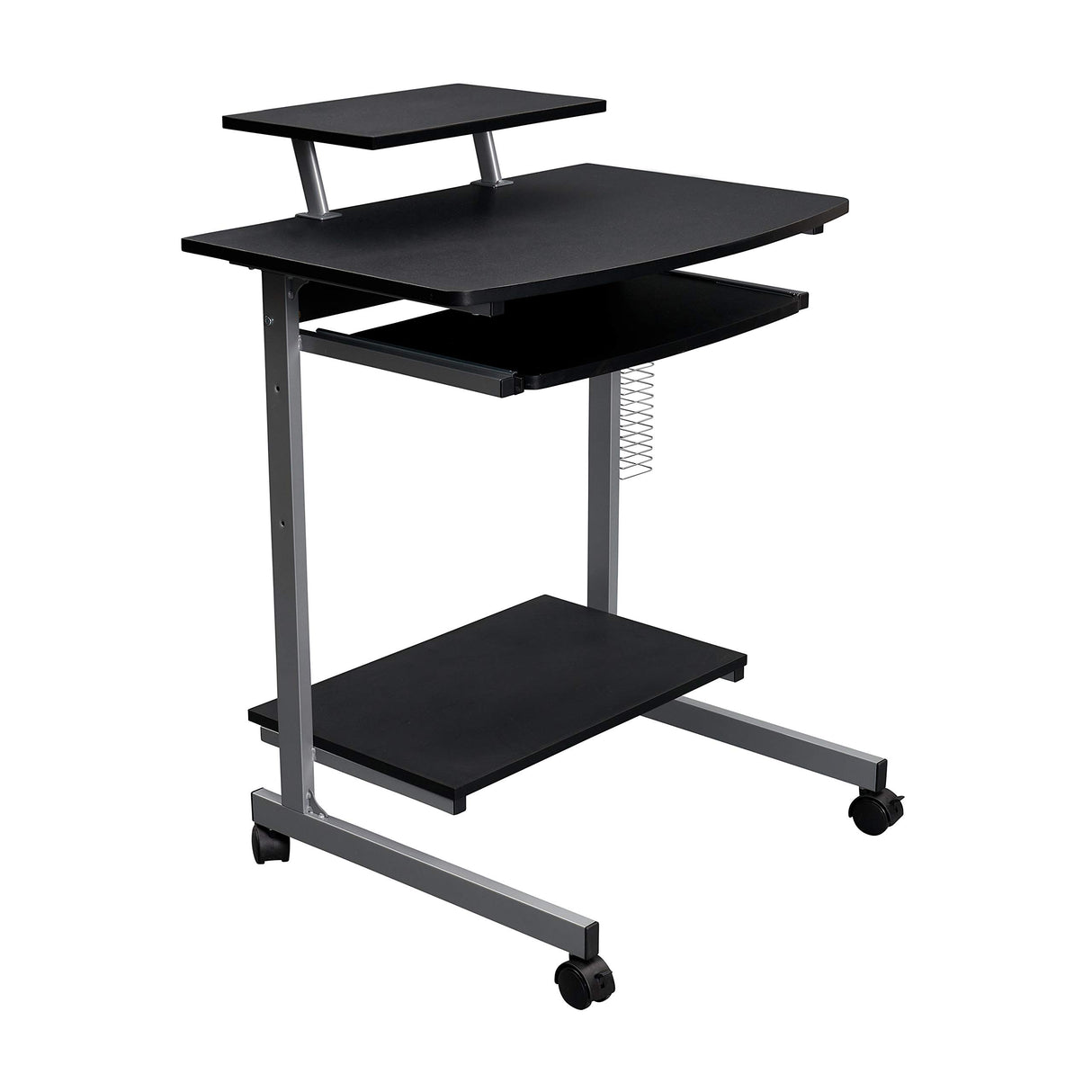 Computer Desk/Cart with Storage Shelves, Rolling Working Station for Small Spaces