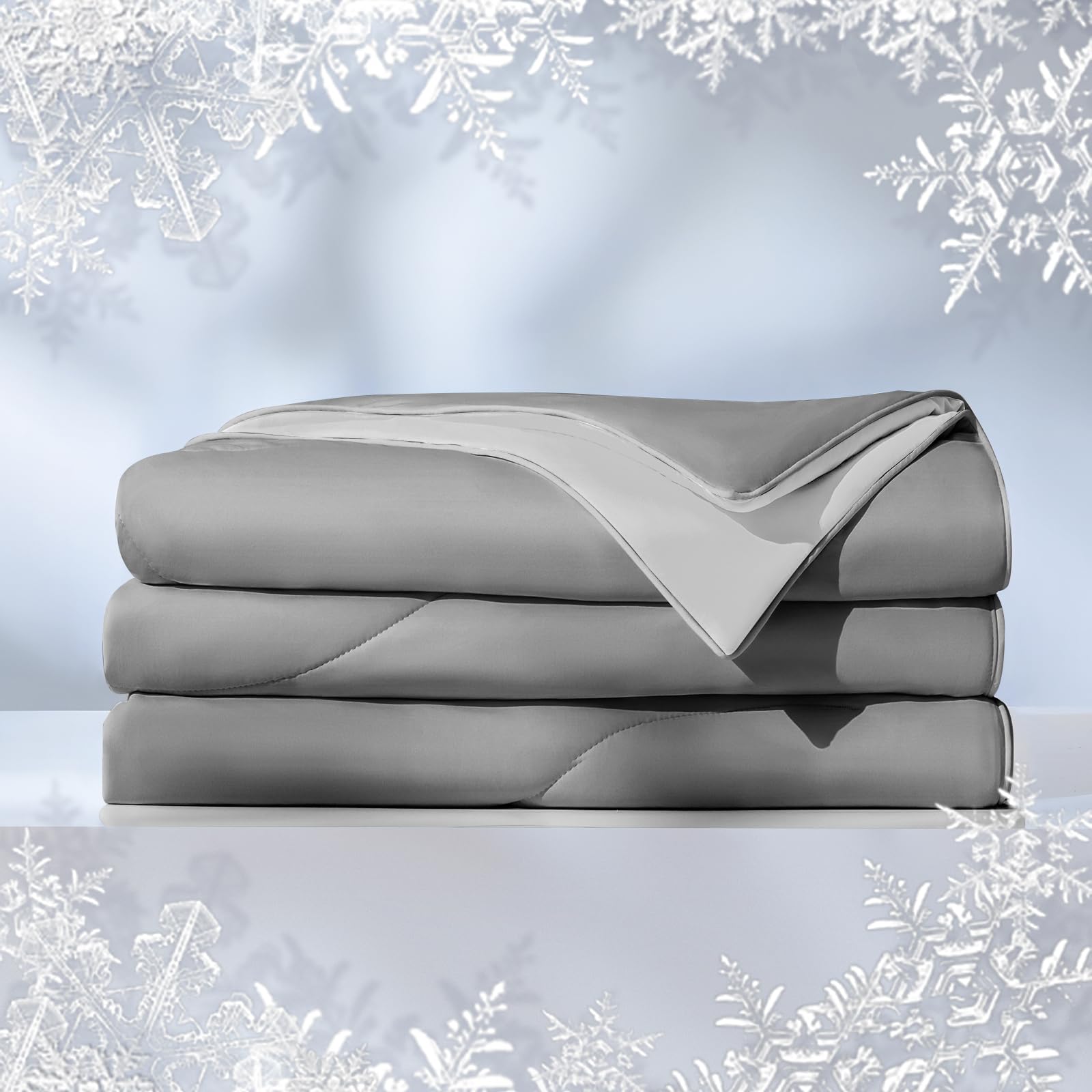 DWR Luxury Cooling Comforter for Hot Sleepers and Night Sweats, Quick Cool Down, Super Breathable Lightweight Blanket with Natural Silk Blend Filling, Q-Max>0.4, King Size 106"x90", Gray