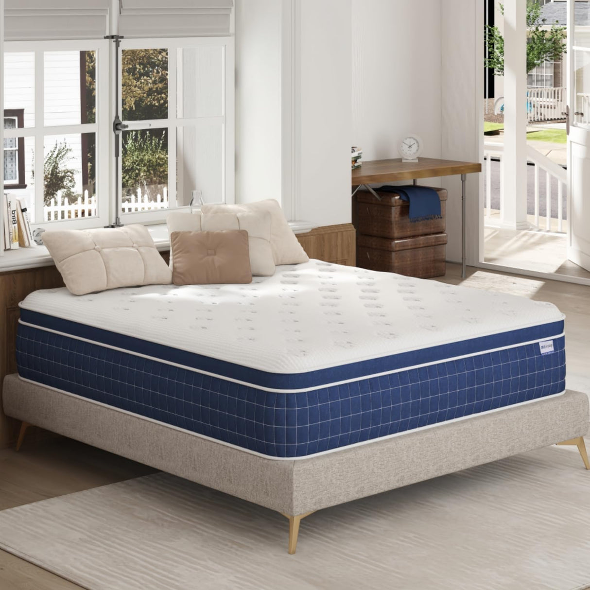 Queen Mattress - Upgrade Strengthen 14 Inch Firm Hybrid Queen Size Mattress in a Box