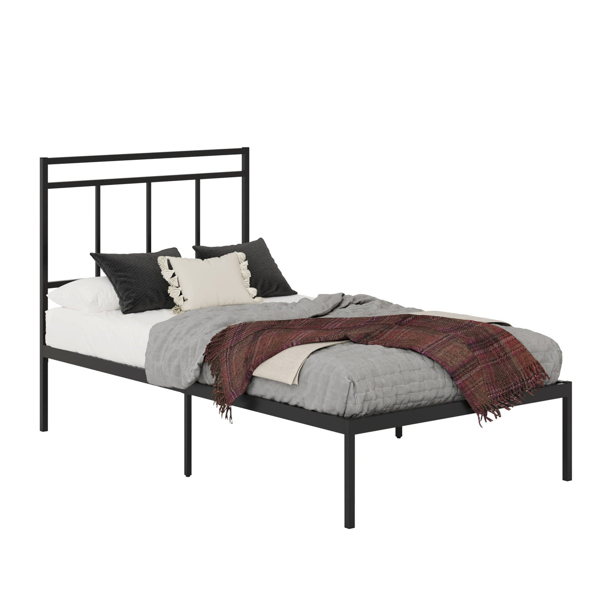 Sauder Cannery Bridge Twin Platform Bed with Headboard, Black Finish