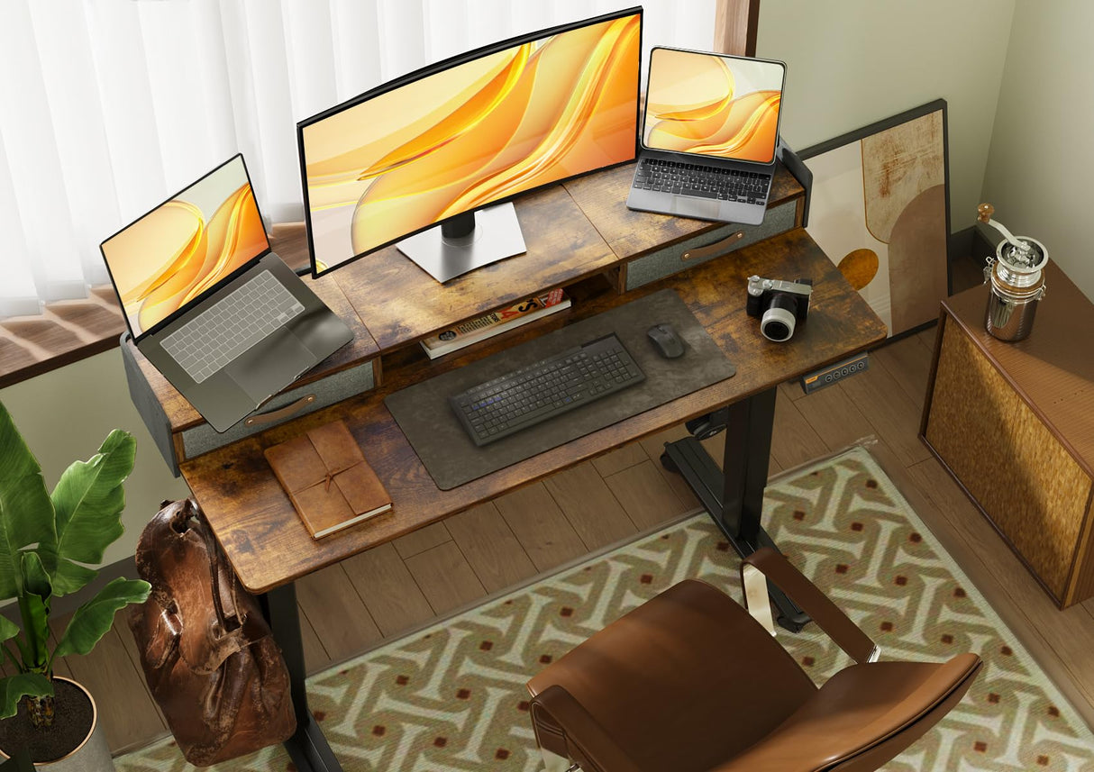 Standing Desk with Drawers, Stand Up Electric Standing Desk Adjustable