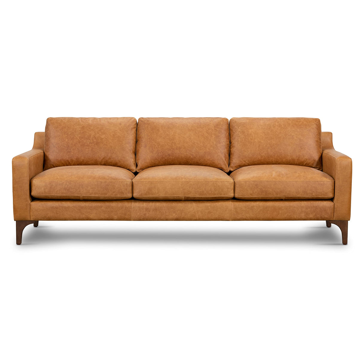 Sorrento Leather Couch – 86-Inch Leather Sofa with Tufted Back - Full Grain Leather Couch with Feather-Down