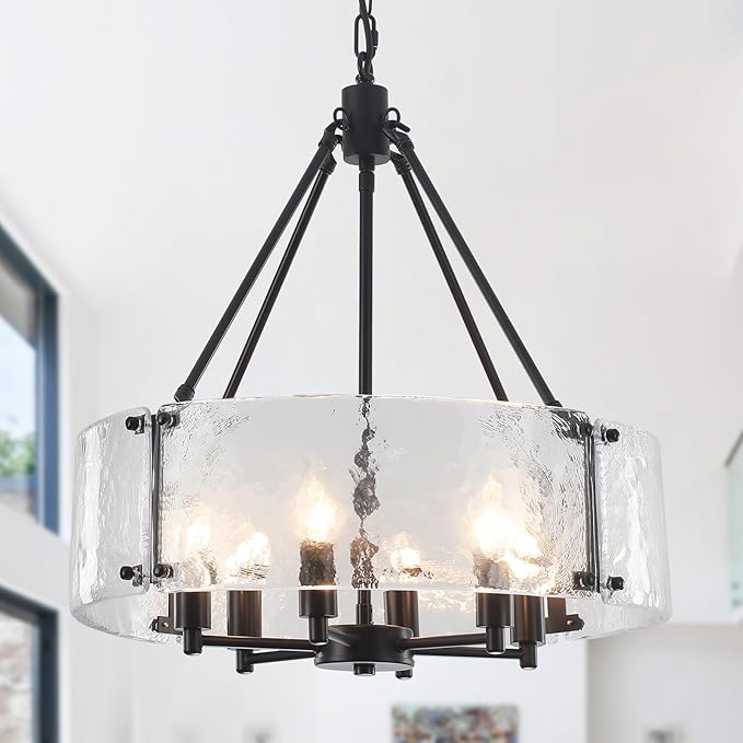 5-Lights Boho Chandelier 19.25 Inch Rattan Chandeliers for Dining Room Wicker Pendant