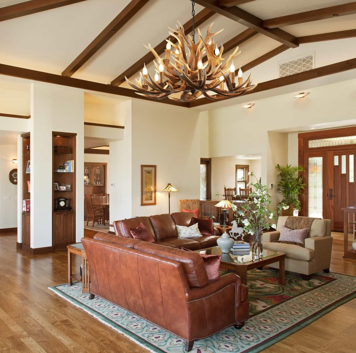 Farmhouse Antler Chandelier 12-Light, Lagre Rustic Antler Light Fixtures