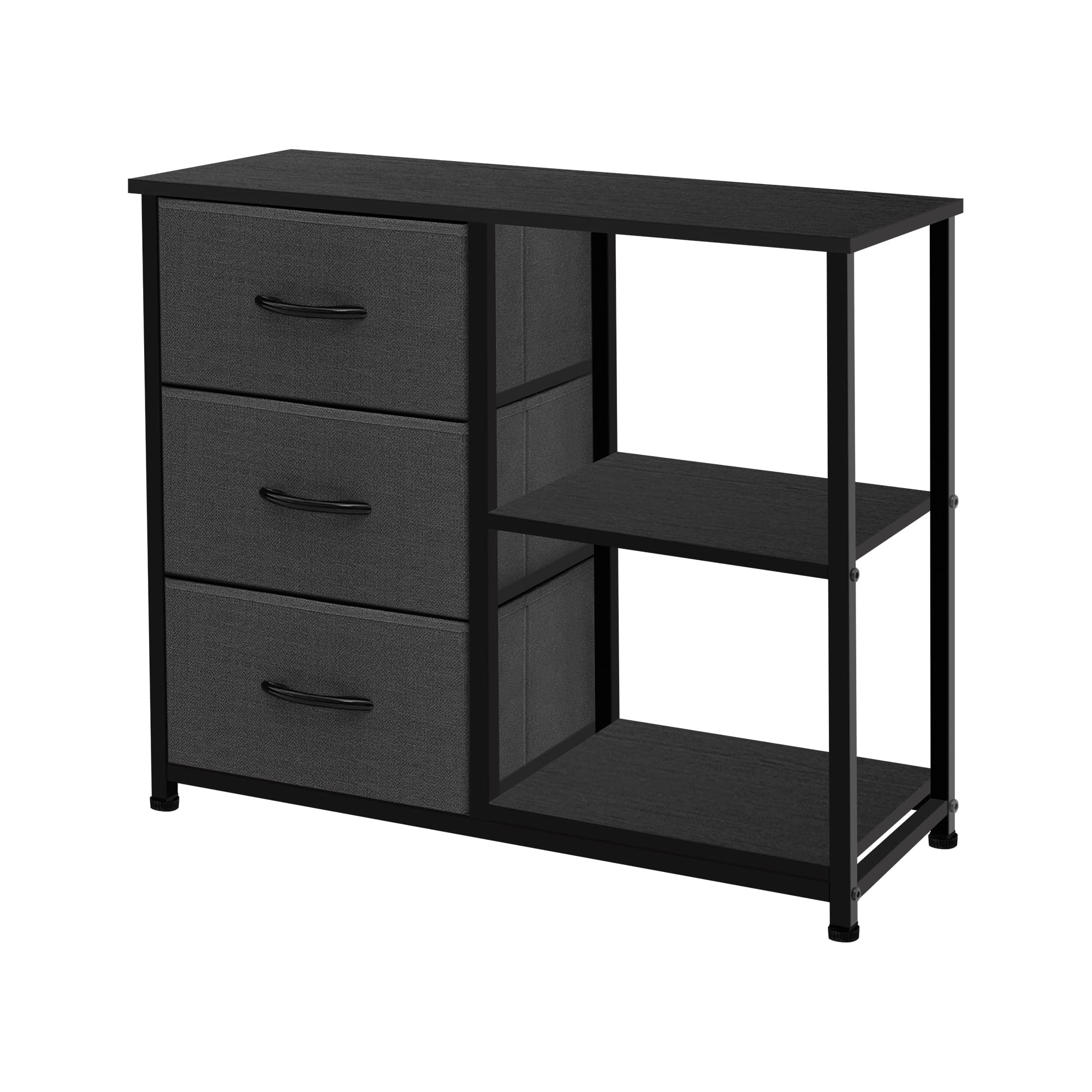 Rustic Brown Fabric Dresser, 4 Drawer Organizer Unit with 2 Shelves