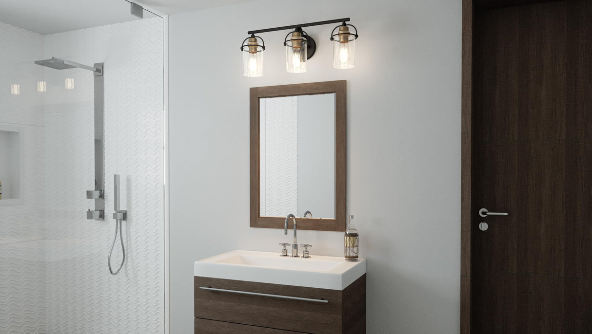 Emerson Bath Vanity Lights, 24 Inch 3-Light Matte Black Bathroom Lighting ransitional Wall