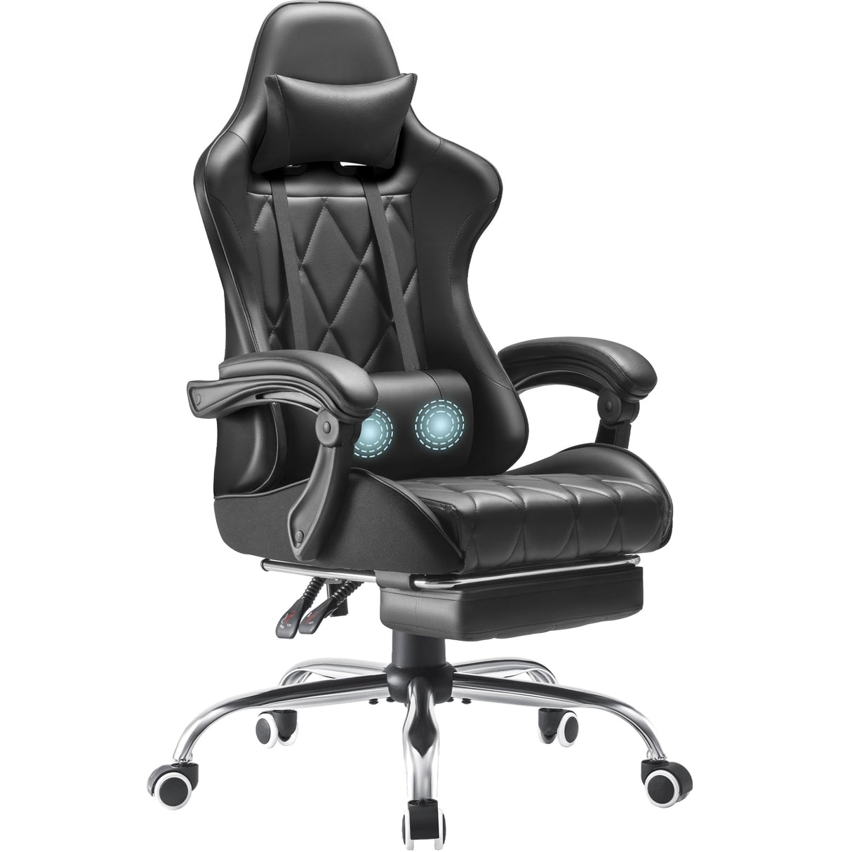 Gaming Chair with Footrest and Massage Lumbar Support, Ergonomic Computer Seat