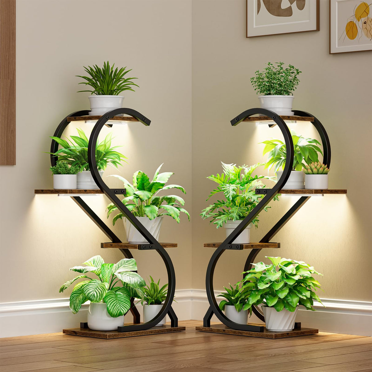 GrowLite 29 – 4 Tier Indoor Metal Plant Shelf with LED Lights