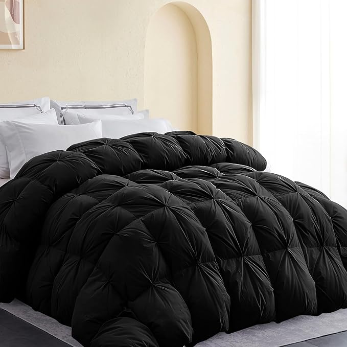 All-Season 75% Down Comforter King Size, Fluffy Duvet Insert with 8 Corner Tabs