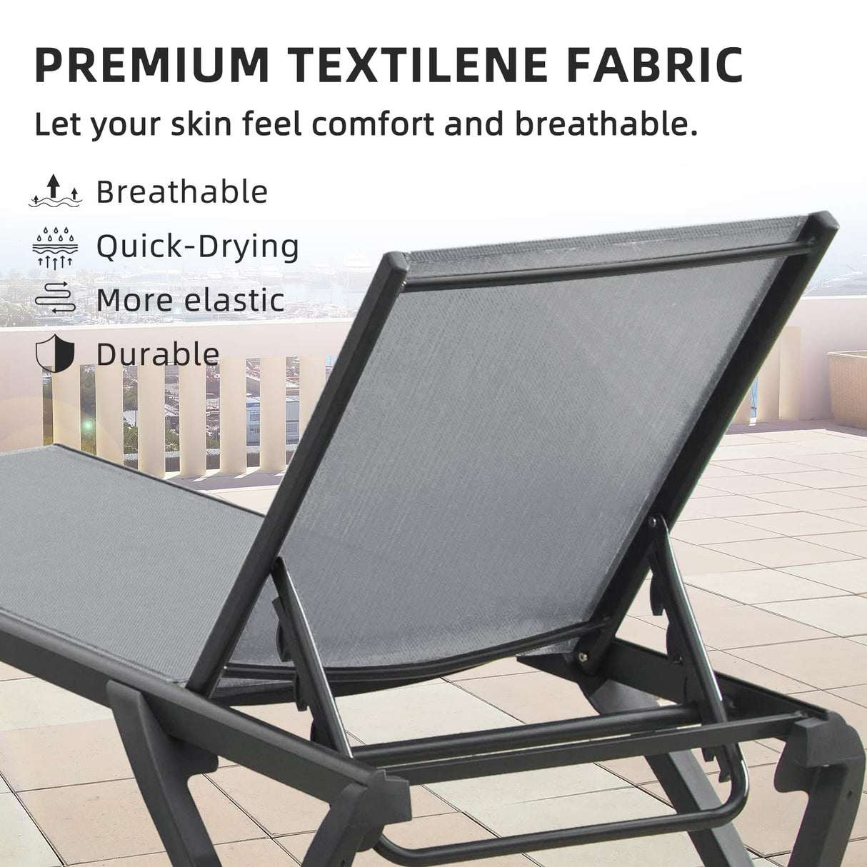 Lounge Chairs, Aluminum Patio Chaise Lounge with Side Table