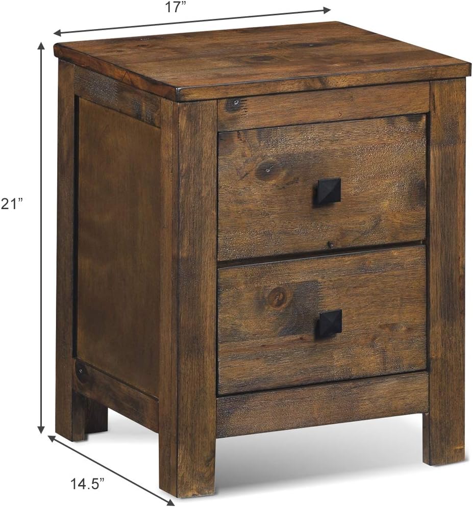 Nightstand with Drawer, Fully-Assembled 2-Drawer Bedside Tables