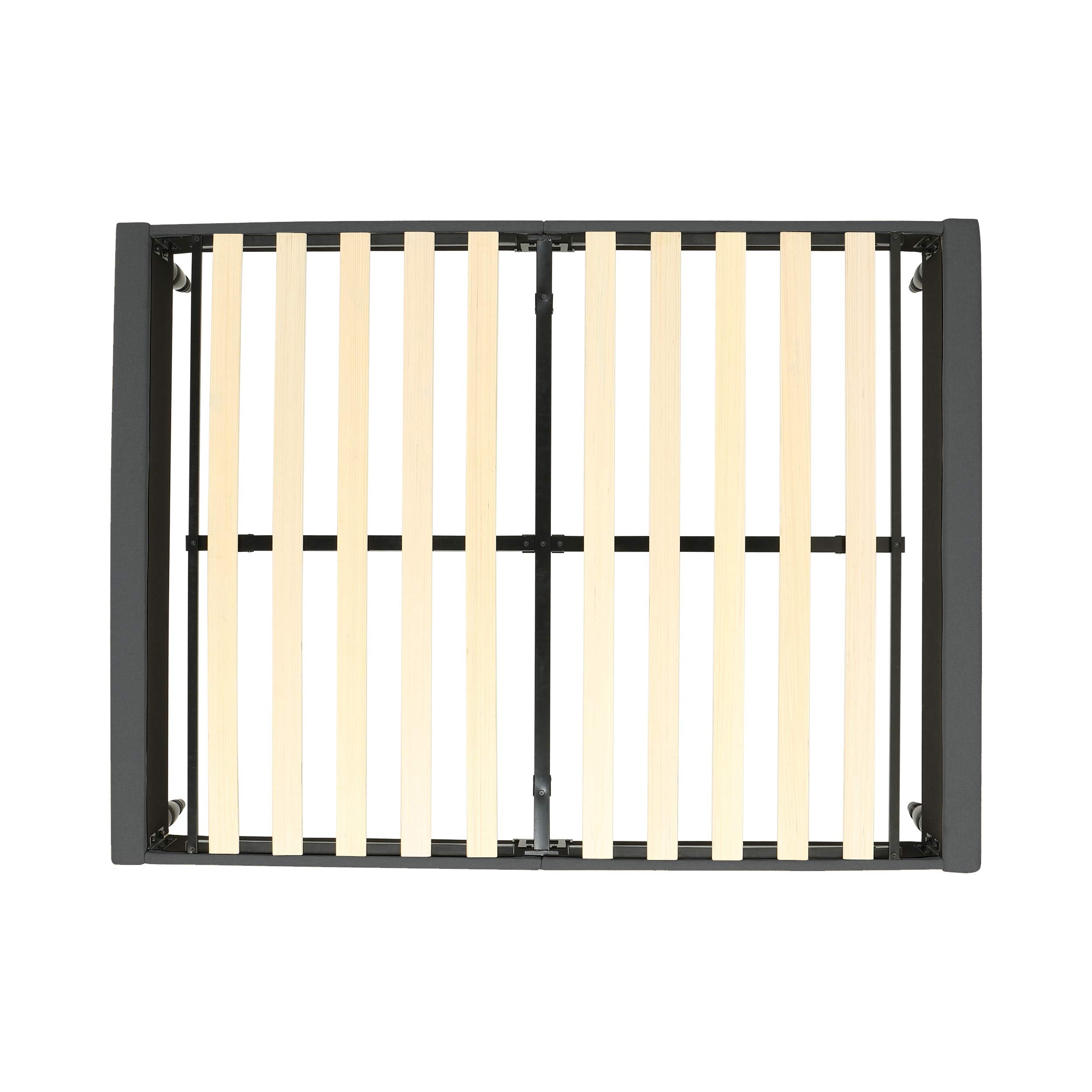 Lowe Queen-Size Bed Frame Fully-Upholstered Charcoal Gray
