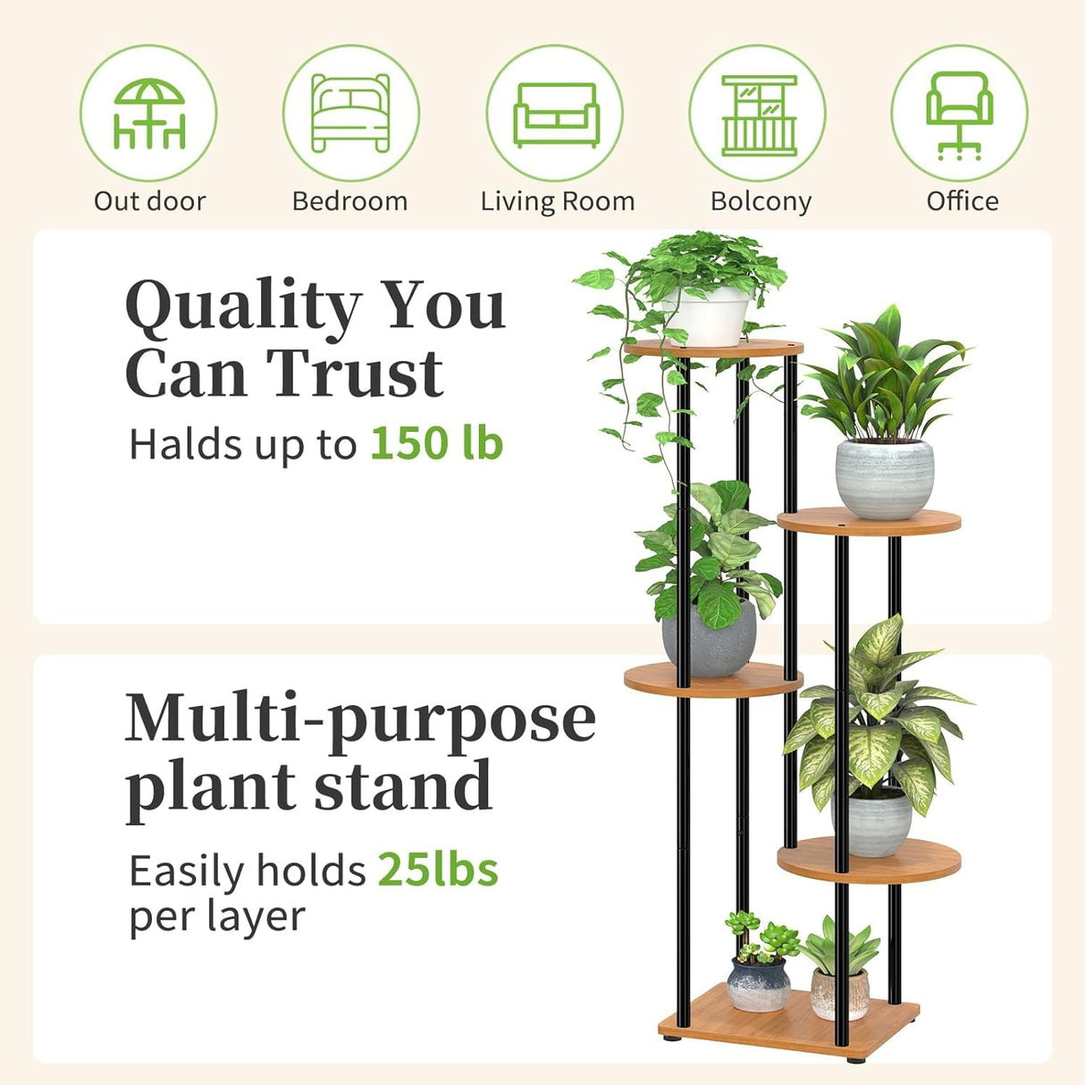Simple Trending 5-Tier Plant Stand - Space-Saving