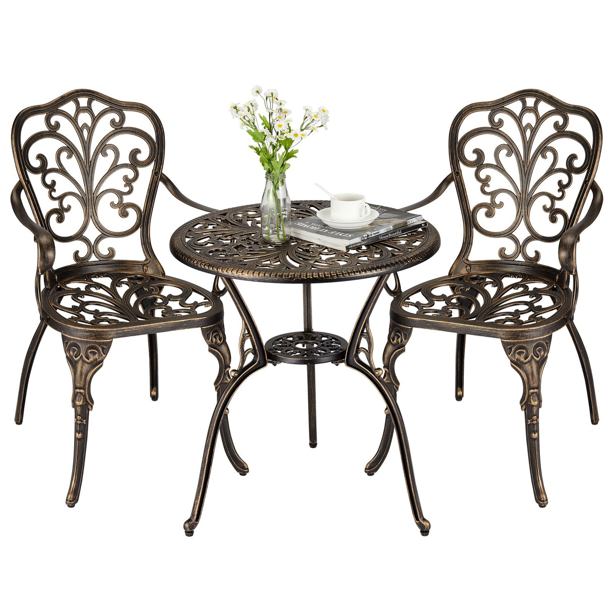 3 Piece Bistro Set, Outdoor Bistro Table and Chairs Set of 2