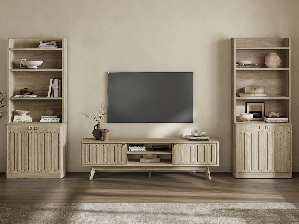 70" TV Stand Entertainment Center with Storage Cabinets