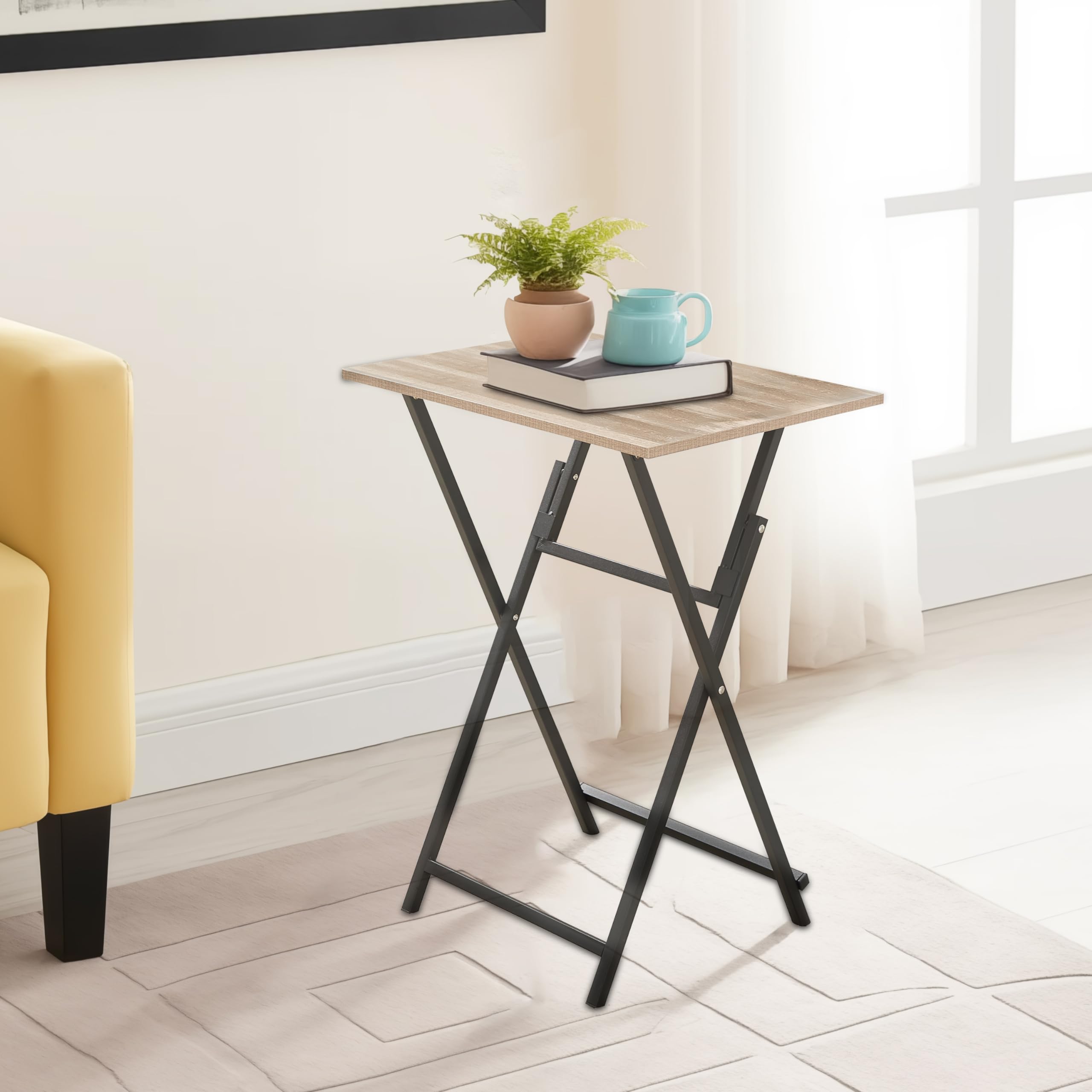 Folding TV Tray Table, Wooden TV Tray, No Assembly Required and Easy to Fold