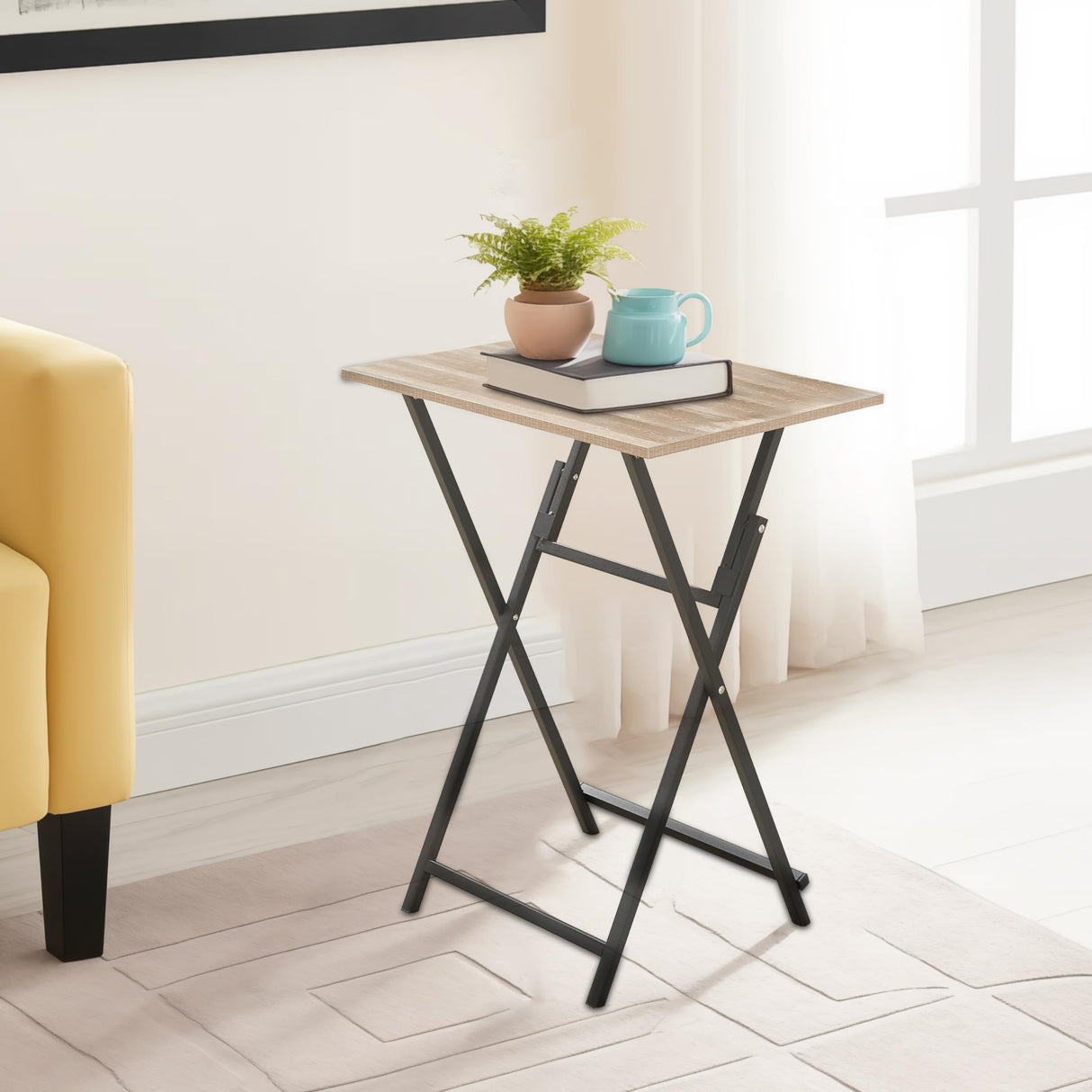 Folding TV Tray Table, Wooden TV Tray, No Assembly Required and Easy to Fold