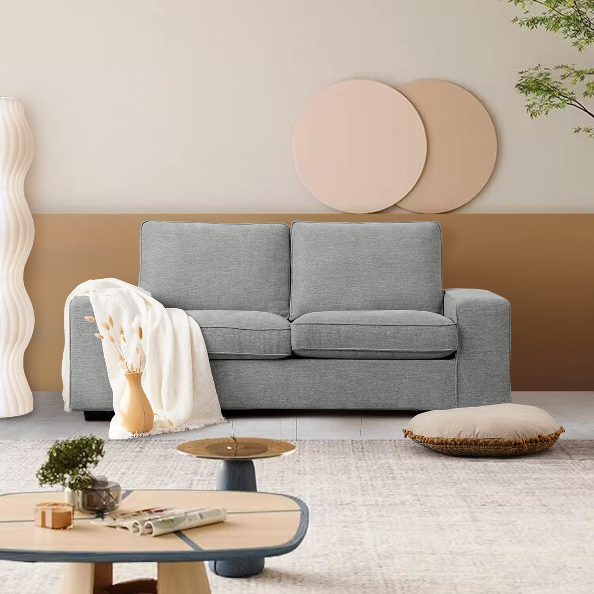 71.25" Modern Sofas for Living Room, Chenille Loveseat Couch with Solid Wood