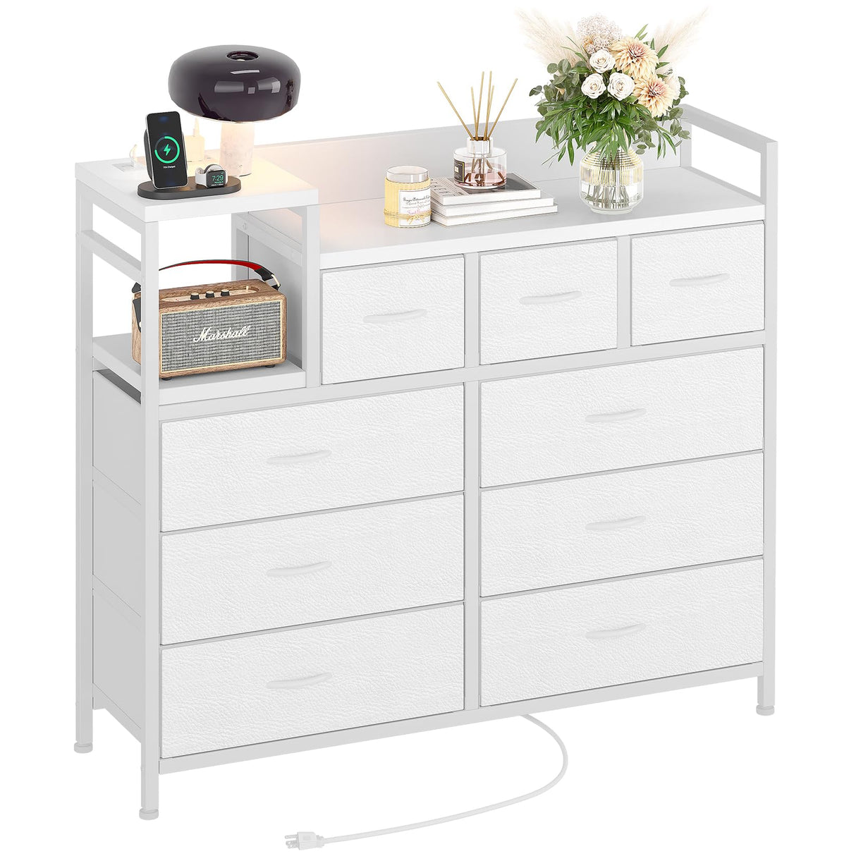 TV Stand with Charging Station, Bedroom Dresser