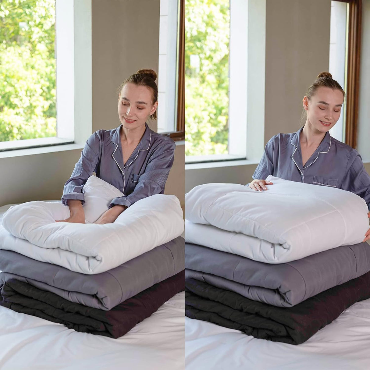 Down Alternative Comforter, White Comforter Queen Size, All Season Soft Duvet, Machine Washable Microfiber Comforter, Lightweight and Breathable Quilt - White, Queen (88x88)