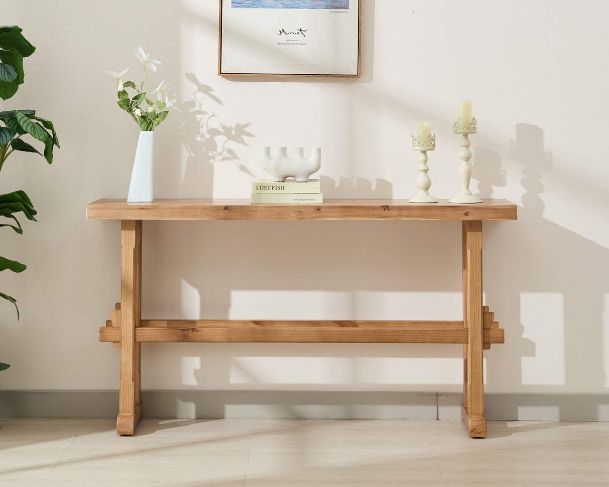 Farmhouse Entryway Table, 59"L Narrow Entry Console Table for Living Room