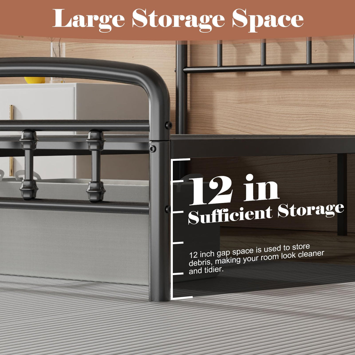 Queen Platform Bed Frame with Headboard - Heavy Duty Metal Bed Frame