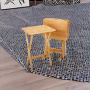 Wood Alex 5-Piece Snack Tables Set | Foldable & Stable | Solid Wood | Includes 4 Tables