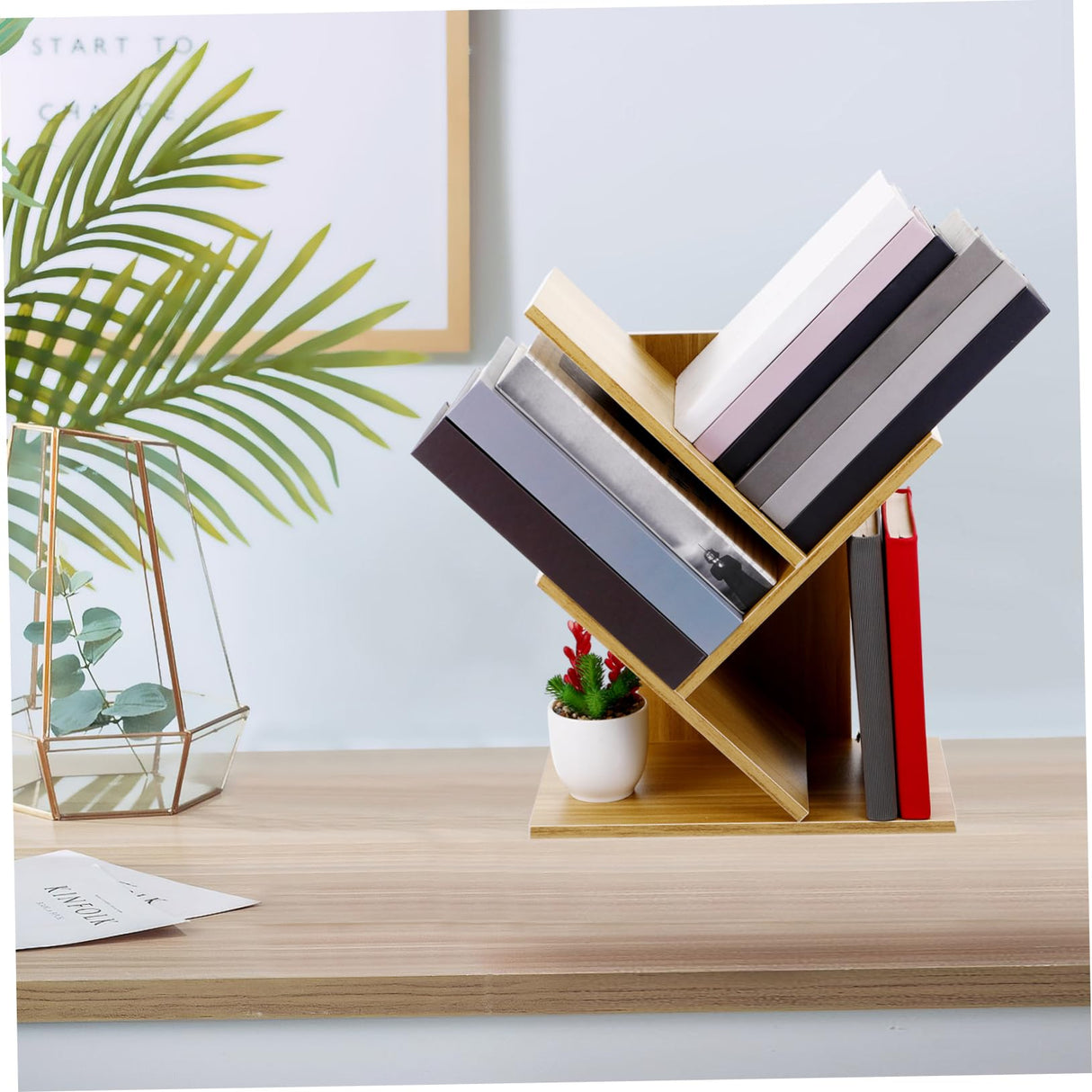 ABOOFAN 3 Desktop Bookcase Desk Bookshelf Organizer Small Bookshelf for Small Spaces Mini Bookshelf for Desk Office Desktop Bookshelf Natural Desktop Bookshelf Table Top Bookshelf