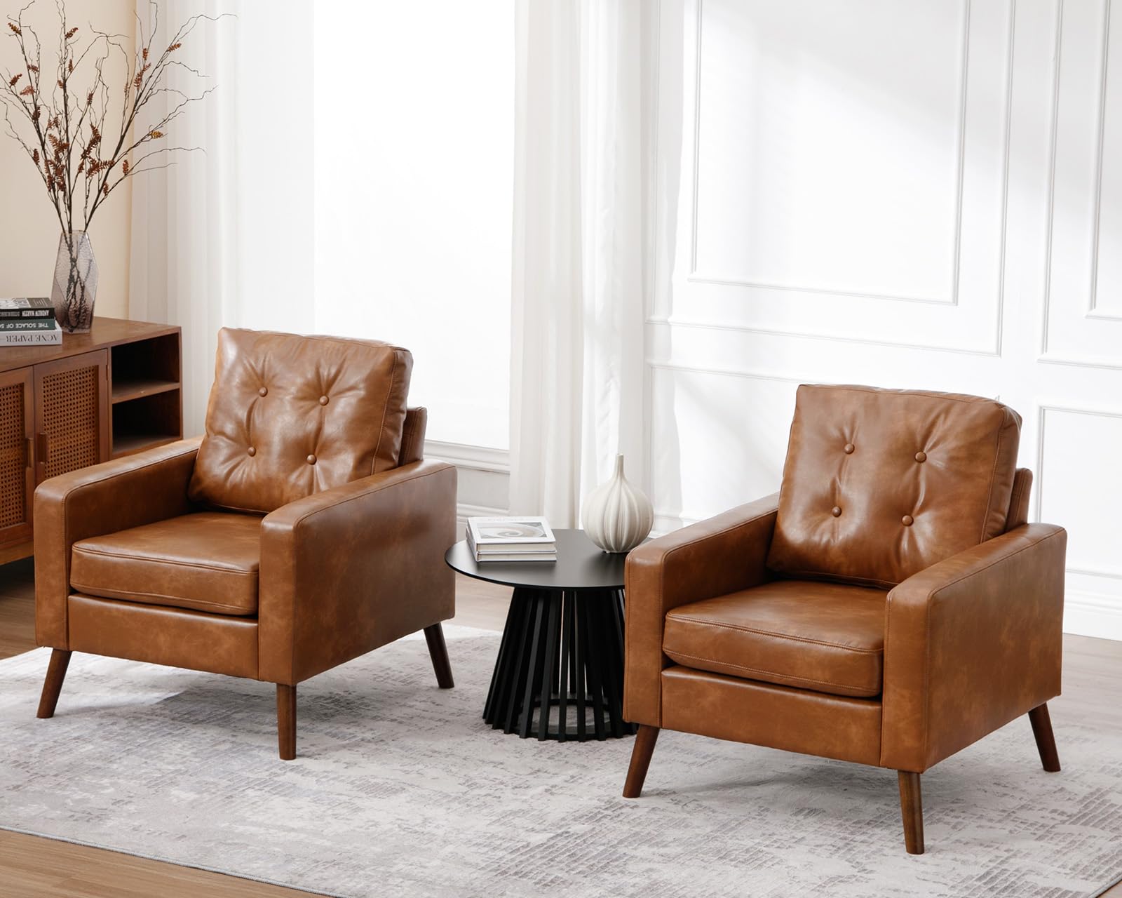StoneCraft Arlo Tufted Accent Armchair – PU Leather