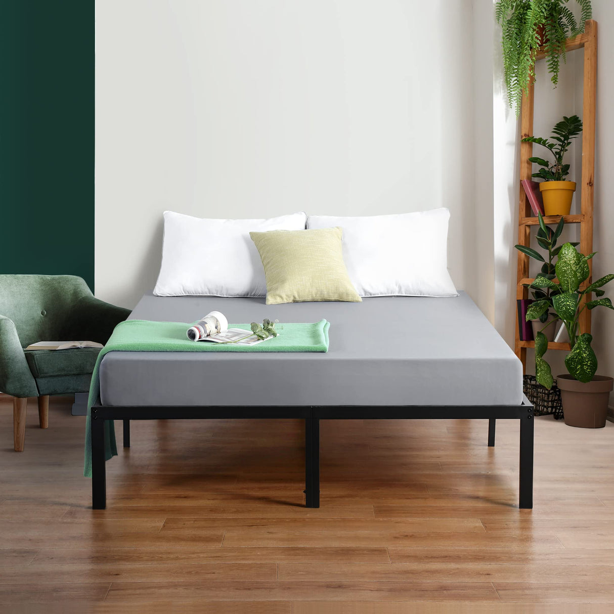 14 Inch Dura Metal Steel Slat Bed Frame, Twin XL