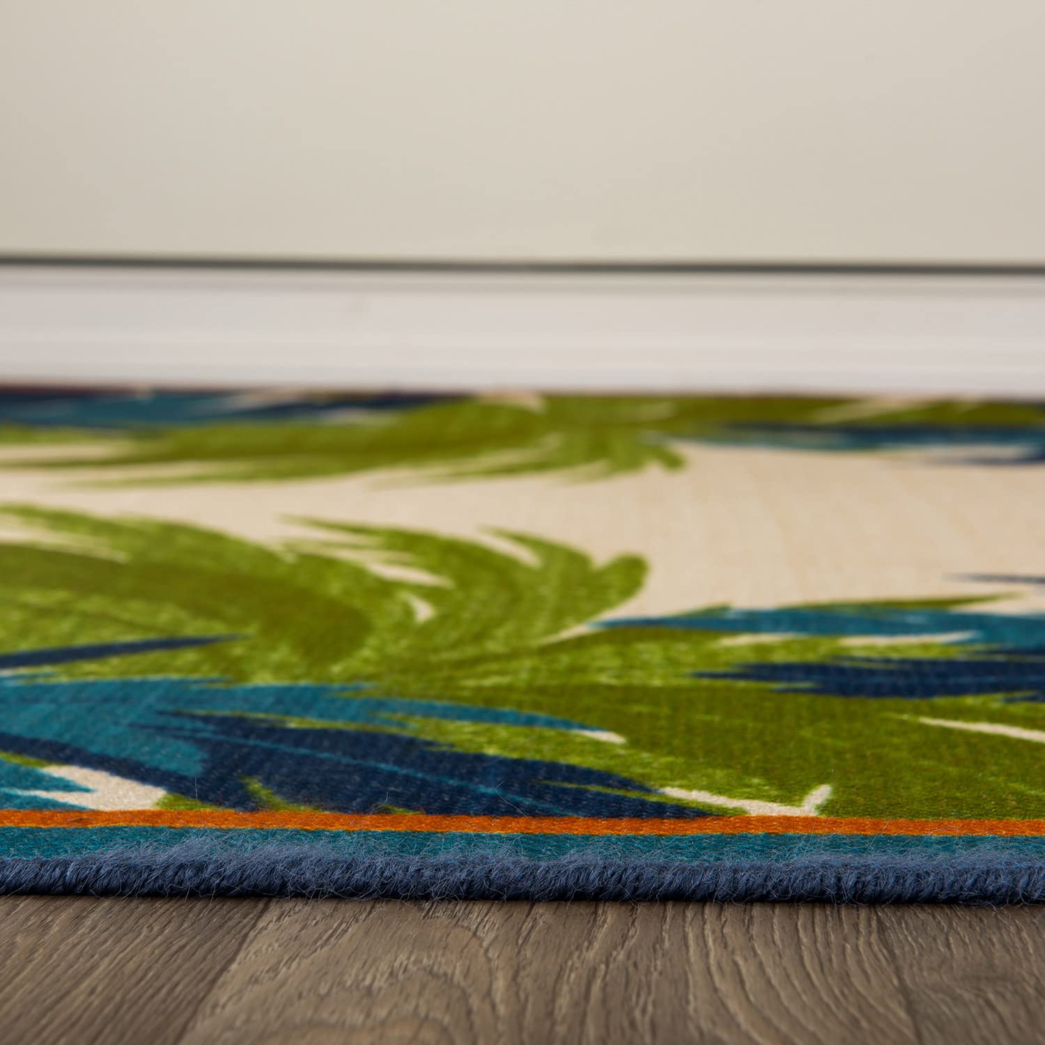 Tropical Floral Border Non-Shedding Outdoor Rugs for Deck,Patio,Backyard Indoor/Outdoor