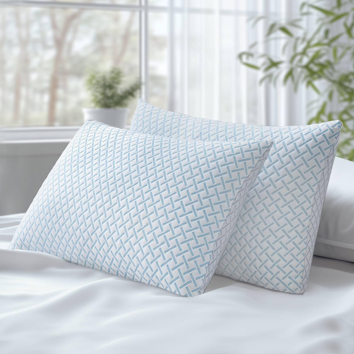 Shredded Memory Foam Cooling Medium Soft Bamboo Viscose Pillows King Set of 2