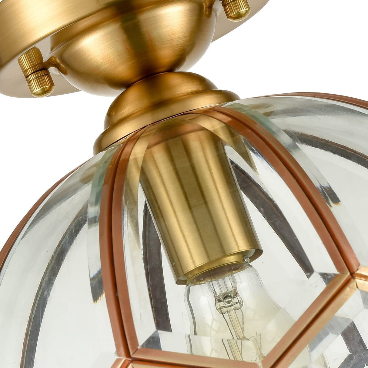 Gold Semi Flush Mount Ceiling Light Modern Brass Glass Ceiling Light Fixtures