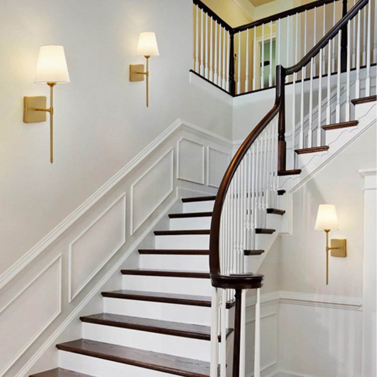 Wall Sconces Sets of 2, White Fabric Shades Wall Sconces, Hardwired Retro Industrial Wall