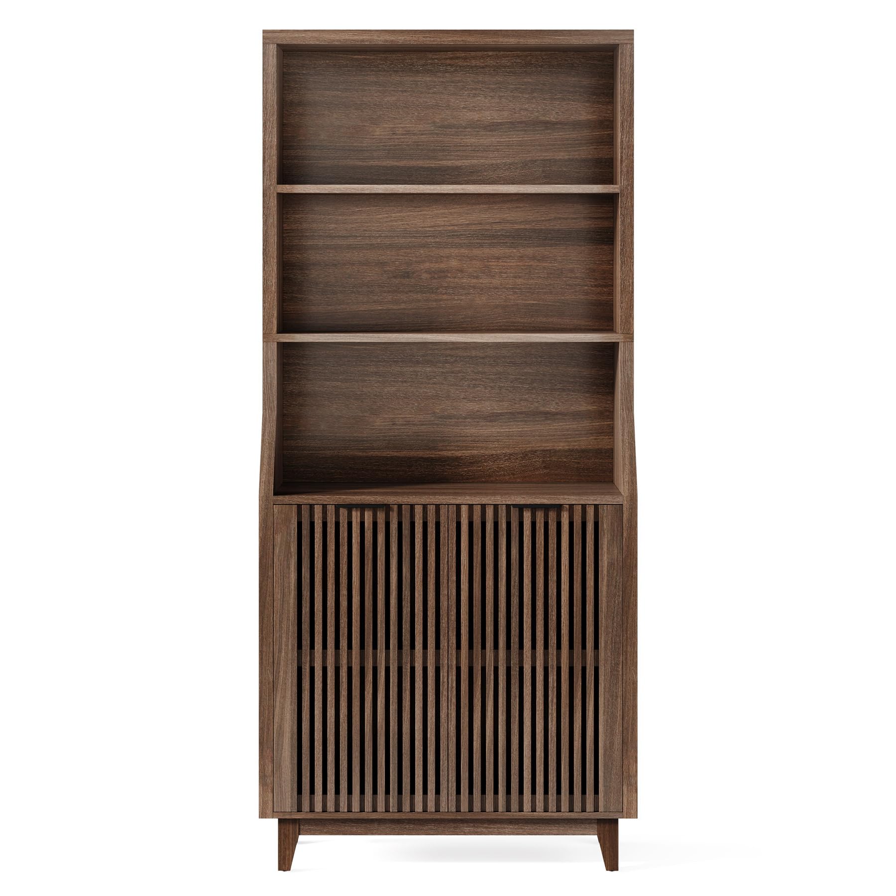 Tribesigns Industrial Bookcase with Doors, 5-Tier Tall Bookshelf with Storage Cabinet, Wood Library Bookcase Display Shelves with Adjustable Shelf for Home Office, Living Room