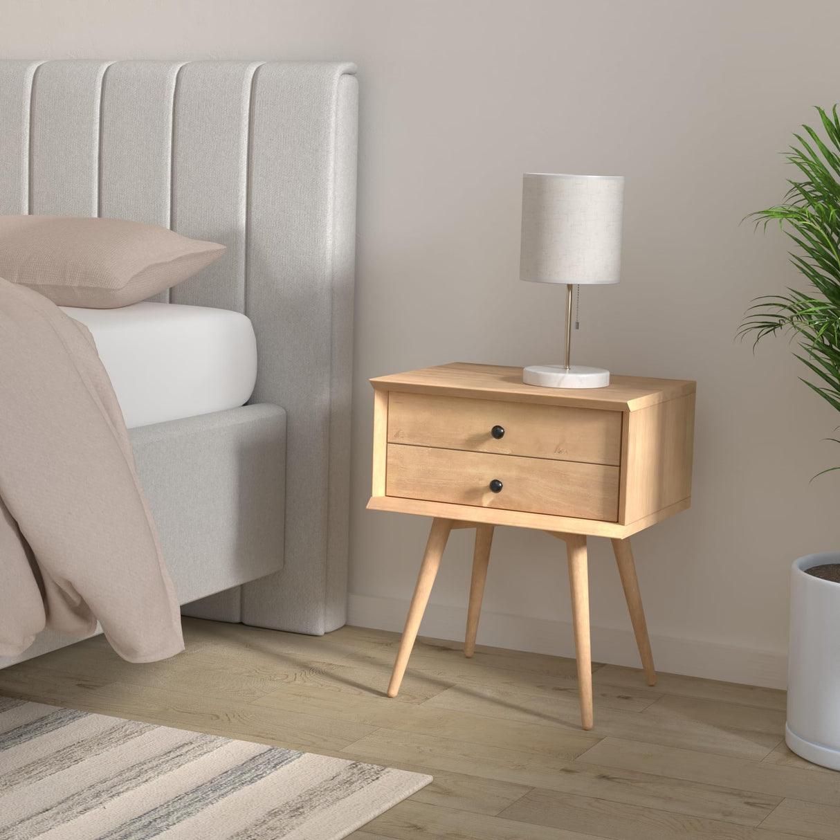 Mid-Century Night Stand Easy Assembly, Scandinavian