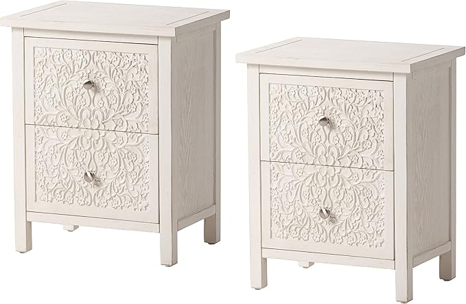 3-Drawer Fully-Assembled Flower Motif Dresser for French Country, Farmhouse, Modern