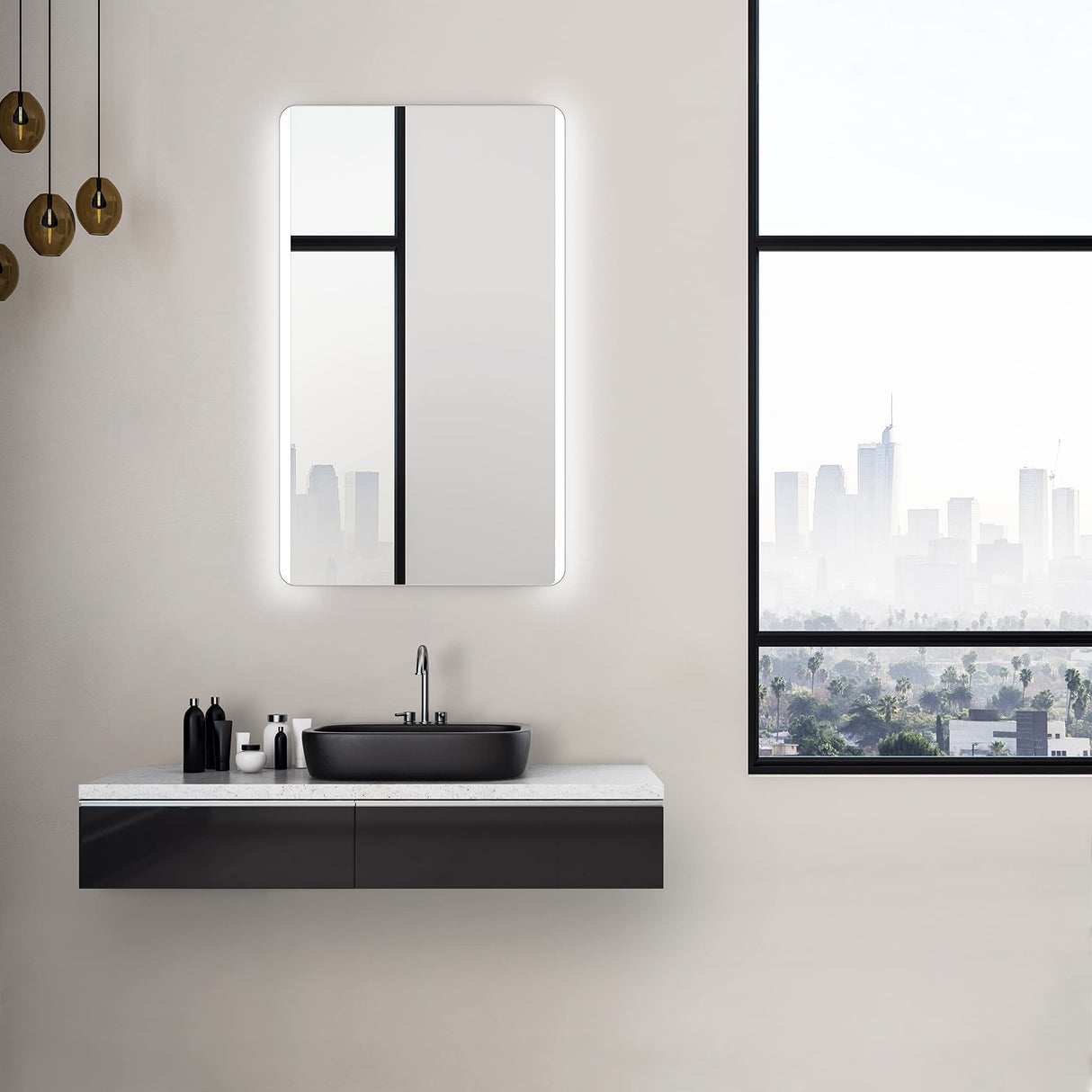 Bathroom Mirror with Lighting 120 x 70 cm with Backlit Room Light Colour Neutral