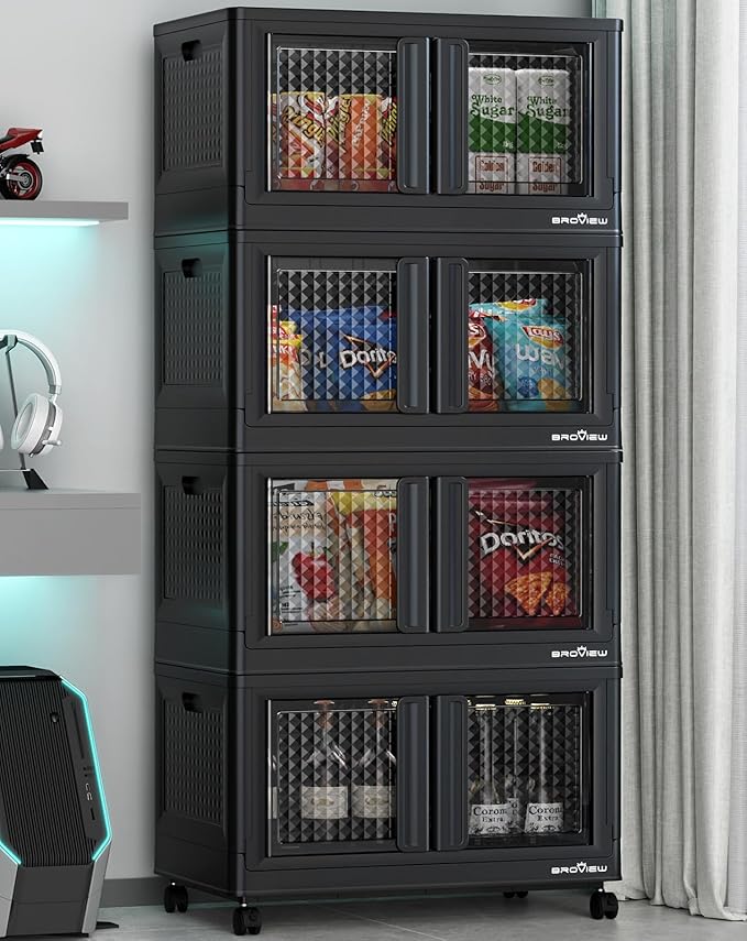 320Qt Storage Bins with Lids, 80Gal Plastic Stackable Collapsible Storage Bins