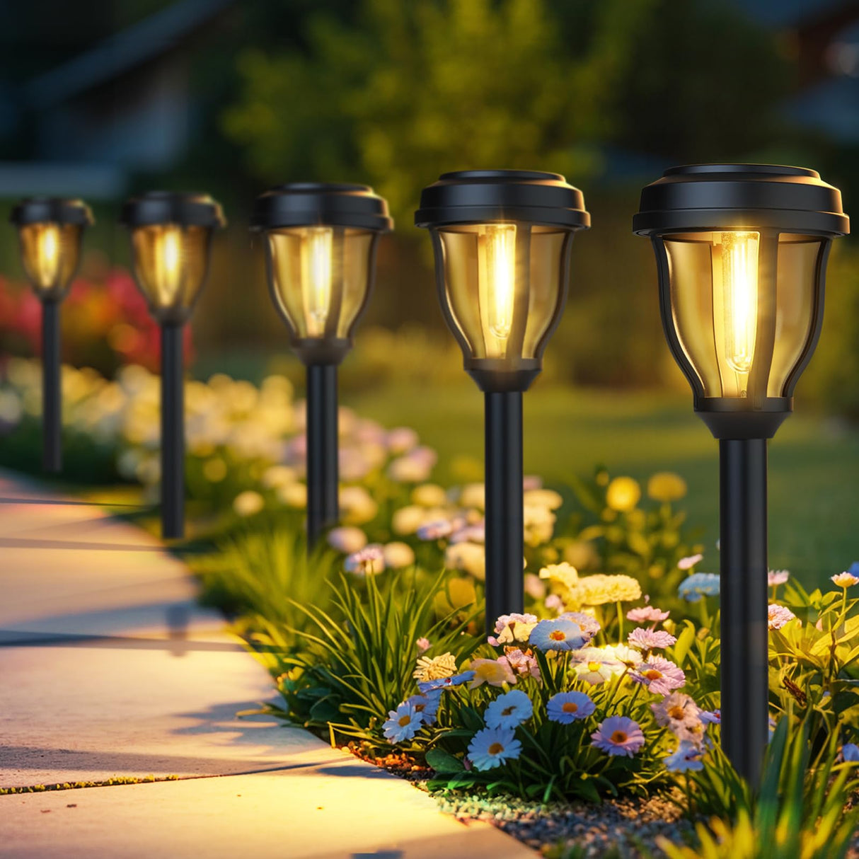12 Pack Solar Lights Outdoor, Solar Pathway Lights Auto On/Off Waterproof Garden