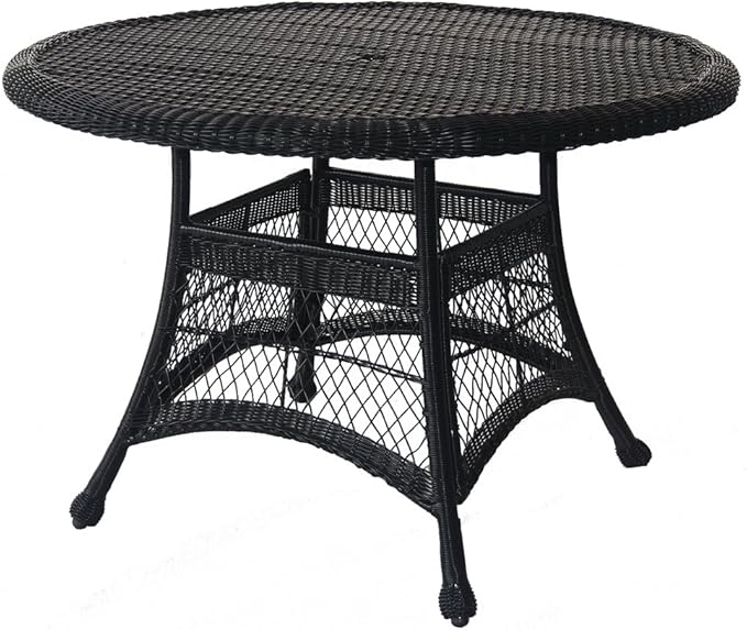 Wicker Round Dining Table, 44", White