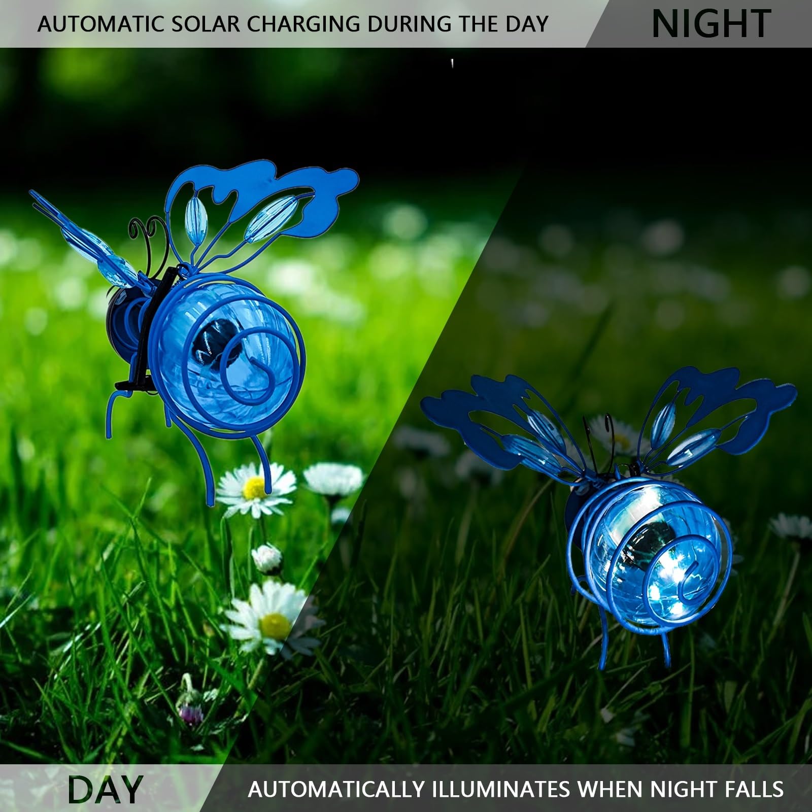 Solar Garden Lantern Outdoor Decorative Waterproof LED Bug Lights Tabletop Lanterns