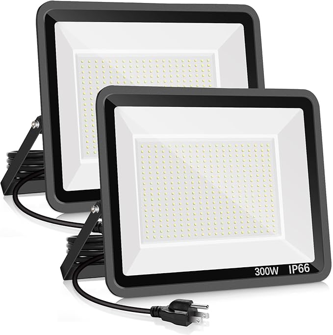2 Pack 600W LED Flood Light Outdoor,(3060W Equivalent),67600LM 5000K Daylight