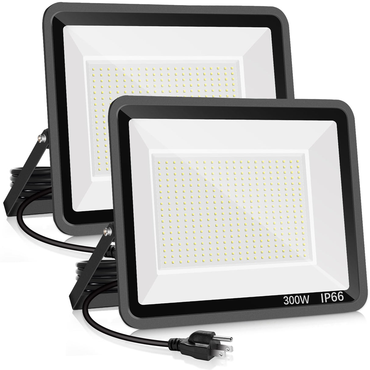 2 Pack 300W LED Flood Light Outdoor,2000W Equivalent 43500LM 5000K Daylight