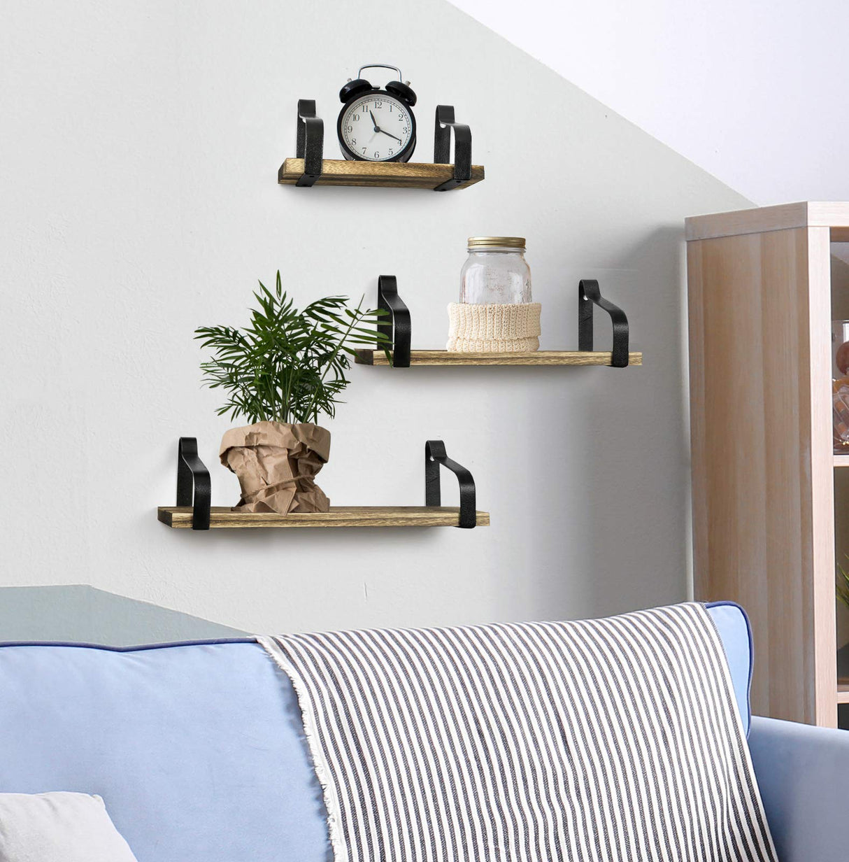 Rustic Floating Shelves, Decorative Wall Mounted Storage Shelves For Living Room