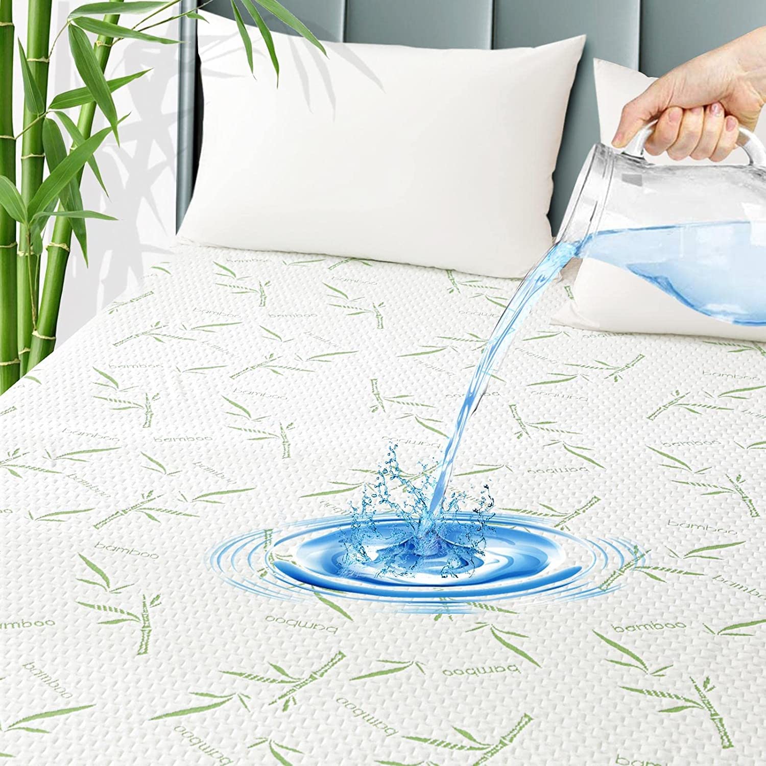Hotel Super King Mattress Protector Made from Bamboo Viscose Soft Waterproof Mattress