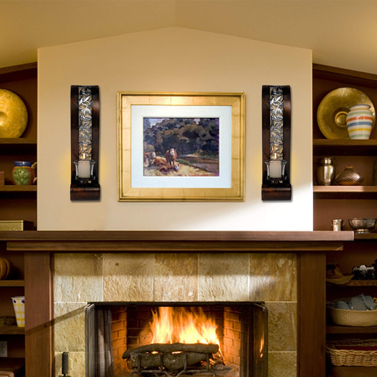 Wall Sconce 14.4 x 3.5 Inch, with Tea Light Candle Holder Antique Bronze Style Metal Wall