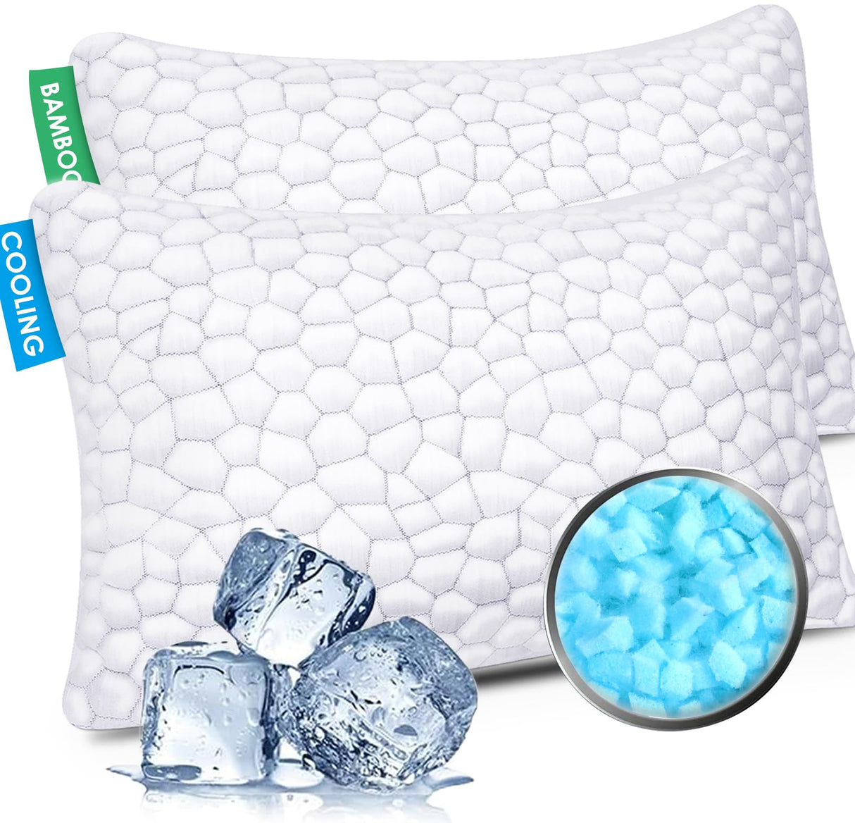 Cooling Bed Pillows for Sleeping 2 Pack Shredded Memory Foam Pillows