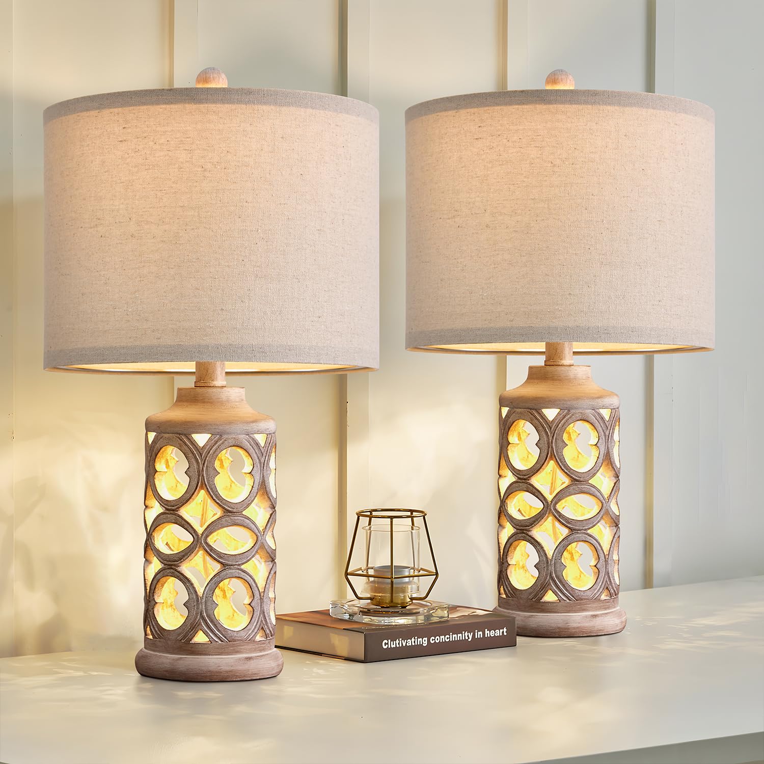 Table Lamp Set of 2 for Living Room Bedroom 20.25'' Country Retro Lamp Vintage